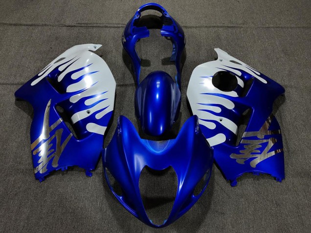 Outlet 1997-2007 Suzuki GSXR 1300 Motorcycle Fairings - Gloss Blue and White Outlet 1997-2007 Suzuki GSXR 1300 Motorcycle Fairings - Gloss Blue and White