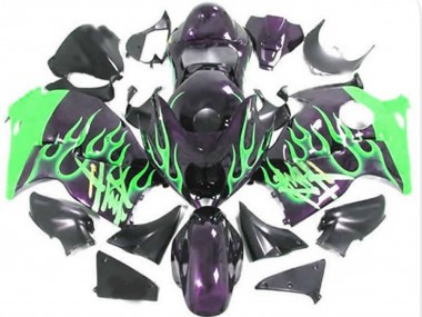 Outlet 1997-2007 Suzuki GSXR 1300 Motorcycle Fairings - Green Flame