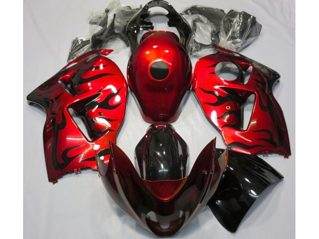 Outlet 1997-2007 Suzuki GSXR 1300 Motorcycle Fairings - Red & Black Flame Outlet 1997-2007 Suzuki GSXR 1300 Motorcycle Fairings - Red & Black Flame