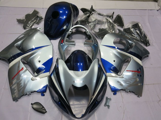 Outlet 1997-2007 Suzuki GSXR 1300 Motorcycle Fairings - Silver and Blue Outlet 1997-2007 Suzuki GSXR 1300 Motorcycle Fairings - Silver and Blue