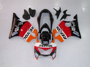 Outlet 1999-2000 Honda CBR600 F4 Motorcycle Fairings - Repsol Red Orange and Black
