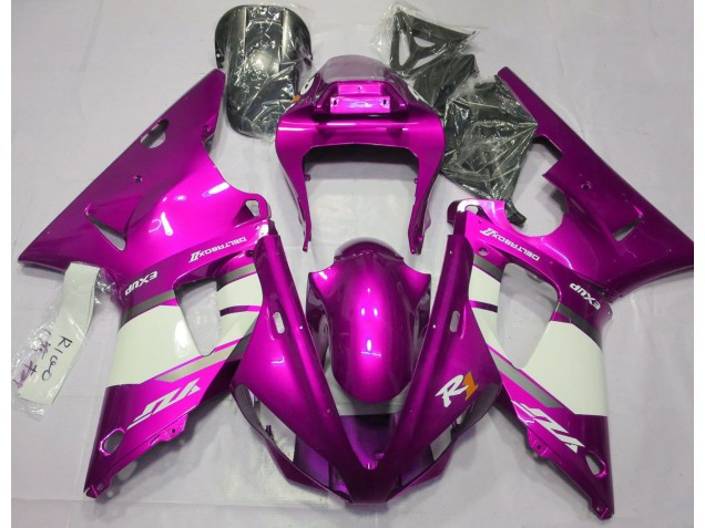 Outlet 2000-2001 Yamaha R1 Motorcycle Fairings - Hot Pink & White