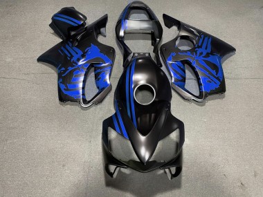 Outlet 2001-2003 Honda CBR600 F4i Motorcycle Fairings - Matte Black & Blue Skull