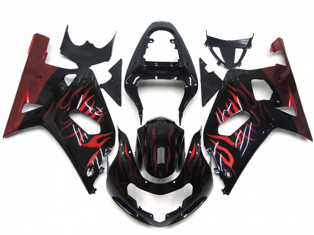 Outlet 2001-2003 Suzuki GSXR 600-750 Motorcycle Fairings - Vibrant Red Flame Outlet 2001-2003 Suzuki GSXR 600-750 Motorcycle Fairings - Vibrant Red Flame