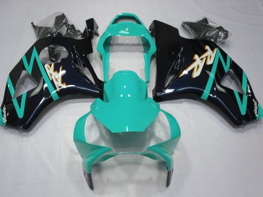 Outlet 2002-2003 Honda CBR954 Motorcycle Fairings - Gloss Black and Cyan