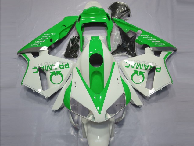 Outlet 2003-2004 Honda CBR600RR Motorcycle Fairings - Gloss White and Green PRAMAC