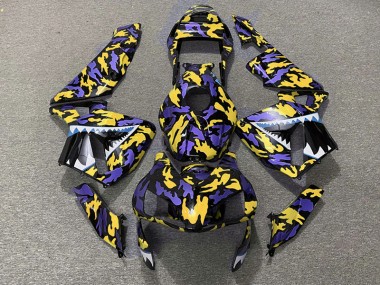 Outlet 2003-2004 Honda CBR600RR Motorcycle Fairings - Purple and Yellow Camo