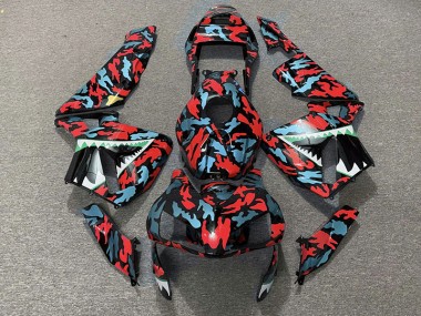 Outlet 2003-2004 Honda CBR600RR Motorcycle Fairings - Red and Blue Camo