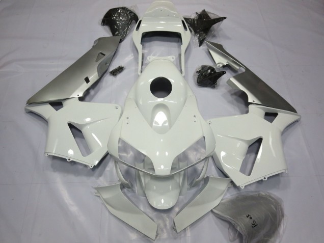 Outlet 2003-2004 Honda CBR600RR Motorcycle Fairings - Silver and White Outlet 2003-2004 Honda CBR600RR Motorcycle Fairings - Silver and White
