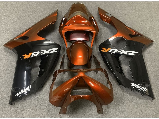 Outlet 2003-2004 Kawasaki ZX6R Motorcycle Fairings - Gloss Orange and Black