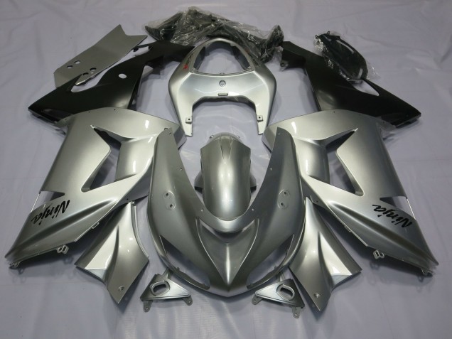 Outlet 2003-2004 Kawasaki ZX6R Motorcycle Fairings - Silver Outlet 2003-2004 Kawasaki ZX6R Motorcycle Fairings - Silver