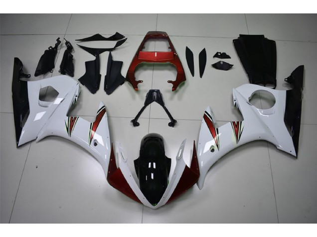 Outlet 2003-2005 Yamaha R6 Motorcycle Fairings - Gloss White & Red Accents