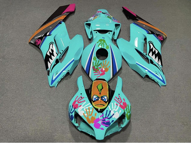 Outlet 2004-2005 Honda CBR1000RR Motorcycle Fairings - Teal Shark