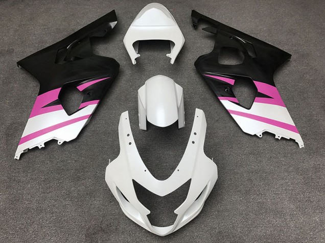 Outlet 2004-2005 Suzuki GSXR 600-750 Motorcycle Fairings - Matte White & Pink Outlet 2004-2005 Suzuki GSXR 600-750 Motorcycle Fairings - Matte White & Pink