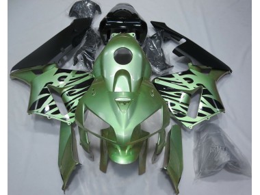 Outlet 2005-2006 Honda CBR600RR Motorcycle Fairings - Light Green Flame