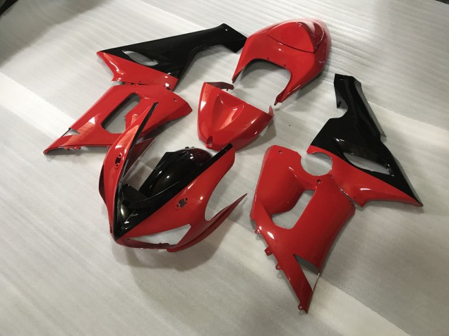 Outlet 2005-2006 Kawasaki ZX6R Motorcycle Fairings - Custom Red and Black
