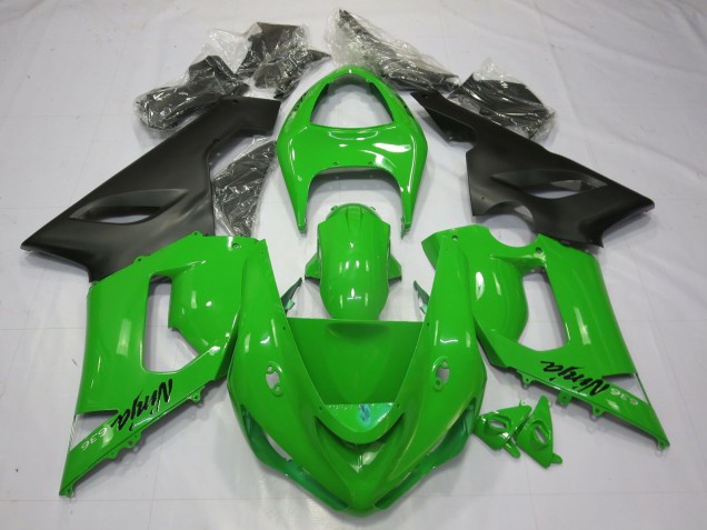 Outlet 2005-2006 Kawasaki ZX6R Motorcycle Fairings - Green Black