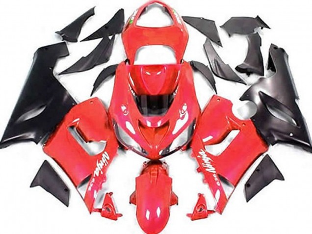 Outlet 2005-2006 Kawasaki ZX6R Motorcycle Fairings - Red and Matte Black