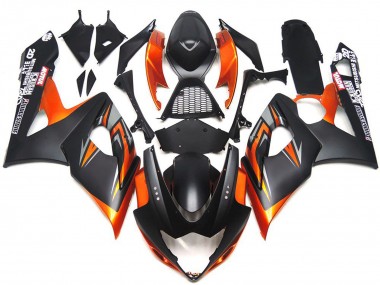 Outlet 2005-2006 Suzuki GSXR 1000 Motorcycle Fairings - Custom Matte and Gloss Black and Orange