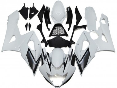 Outlet 2005-2006 Suzuki GSXR 1000 Motorcycle Fairings - Gloss White Style with Silver Hints