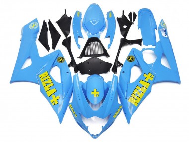 Outlet 2005-2006 Suzuki GSXR 1000 Motorcycle Fairings - White Blue with Yellow Rizla