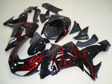 Outlet 2006-2007 Kawasaki ZX10R Motorcycle Fairings - Red Flame