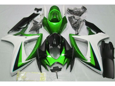 Outlet 2006-2007 Suzuki GSXR 600-750 Motorcycle Fairings - Green & White