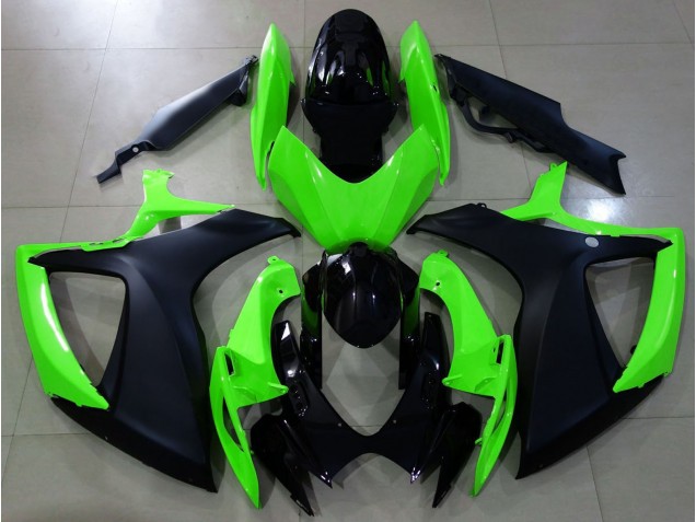 Outlet 2006-2007 Suzuki GSXR 600-750 Motorcycle Fairings - Matte Black and Green Outlet 2006-2007 Suzuki GSXR 600-750 Motorcycle Fairings - Matte Black and Green