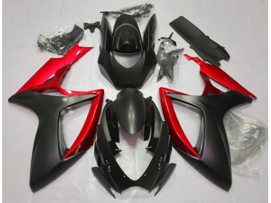 Outlet 2006-2007 Suzuki GSXR 600-750 Motorcycle Fairings - Matte Black & Red