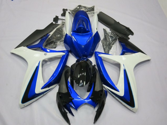 Outlet 2006-2007 Suzuki GSXR 600-750 Motorcycle Fairings - OEM Style White Blue Outlet 2006-2007 Suzuki GSXR 600-750 Motorcycle Fairings - OEM Style White Blue