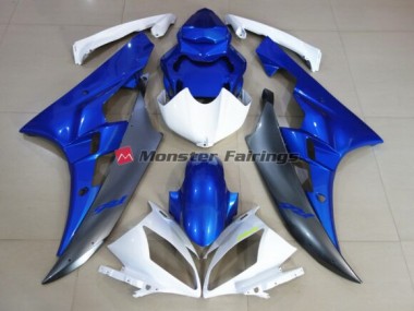 Outlet 2006-2007 Yamaha R6 Motorcycle Fairings - White Blue / Custom Yellow