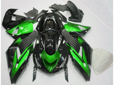 Outlet 2006-2011 Kawasaki ZX14R Motorcycle Fairings - Gloss Green and Black Plain