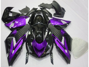 Outlet 2006-2011 Kawasaki ZX14R Motorcycle Fairings - Gloss Purple and Black Plain