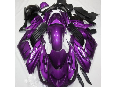 Outlet 2006-2011 Kawasaki ZX14R Motorcycle Fairings - Gloss Purple & Flame