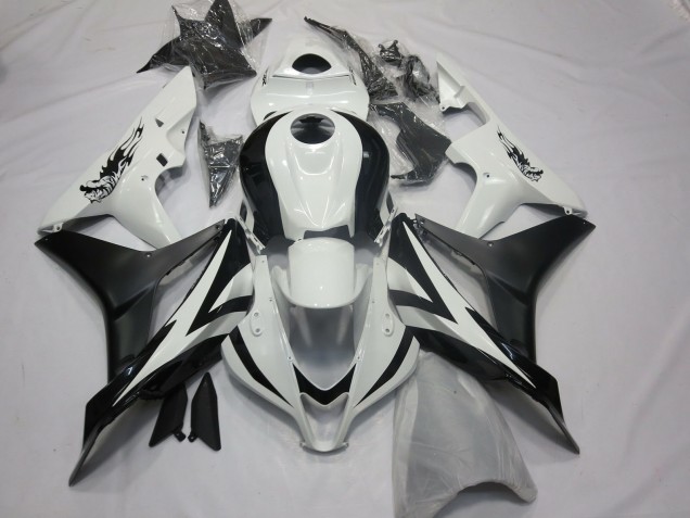 Outlet 2007-2008 Honda CBR600RR Motorcycle Fairings - Custom OEM Style White and Black Outlet 2007-2008 Honda CBR600RR Motorcycle Fairings - Custom OEM Style White and Black