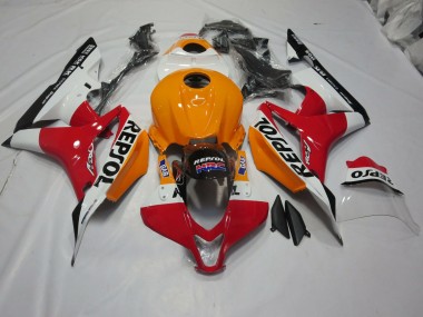 Outlet 2007-2008 Honda CBR600RR Motorcycle Fairings - Light Orange and White Repsol