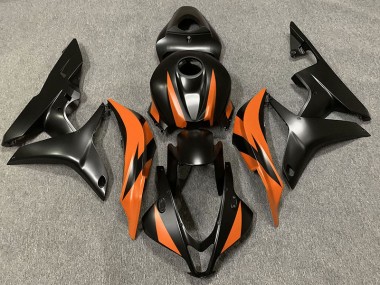 Outlet 2007-2008 Honda CBR600RR Motorcycle Fairings - Matte Black & Orange Design