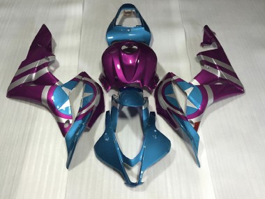 Outlet 2007-2008 Honda CBR600RR Motorcycle Fairings - Purple and Light Blue Captain America