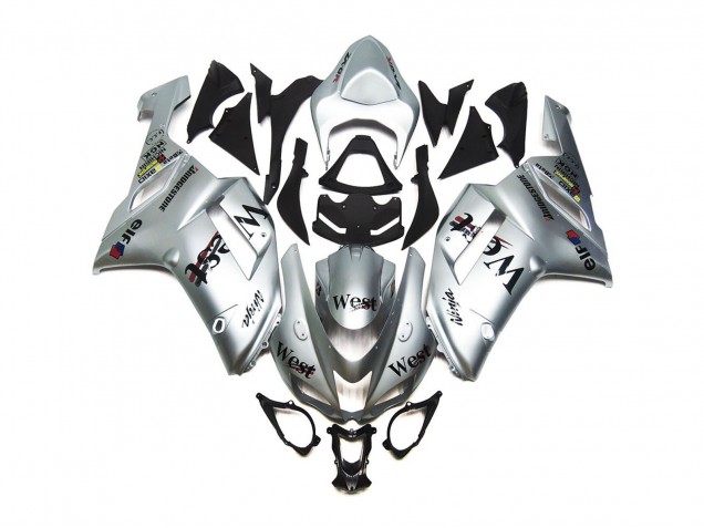 Outlet 2007-2008 Kawasaki ZX6R Motorcycle Fairings - Silver West Gloss