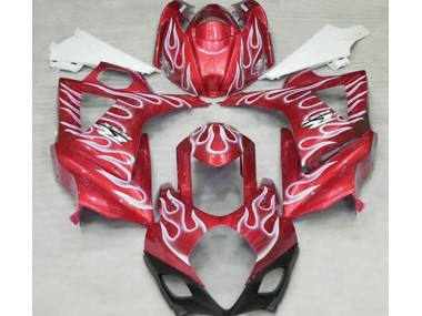 Outlet 2007-2008 Suzuki GSXR 1000 Motorcycle Fairings - Gloss Red and White Flame
