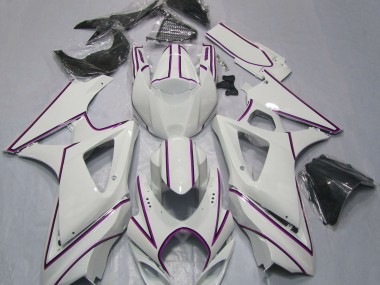 Outlet 2007-2008 Suzuki GSXR 1000 Motorcycle Fairings - Gloss White Pink Pin Stripe