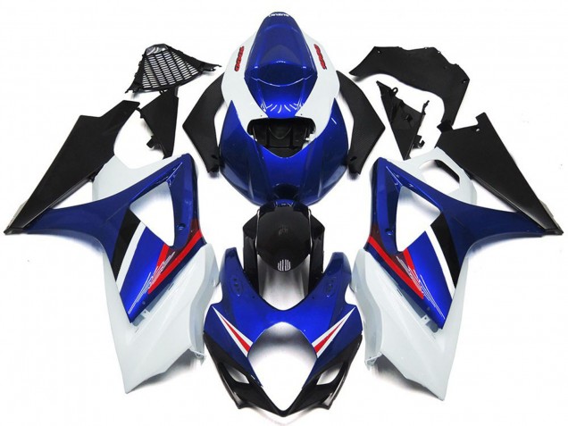 Outlet 2007-2008 Suzuki GSXR 1000 Motorcycle Fairings - OEM Style Gloss Blue and White Red Logo