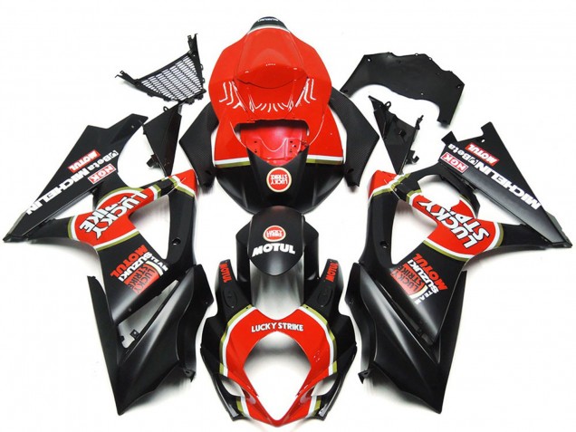 Outlet 2007-2008 Suzuki GSXR 1000 Motorcycle Fairings - Vibrant Matte Black Custom Lucky Strike