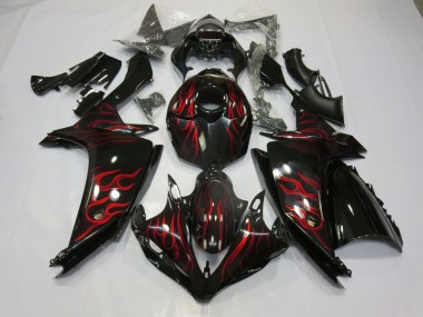 Outlet 2007-2008 Yamaha R1 Motorcycle Fairings - Red Flame