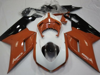 Outlet 2007-2012 Ducati 848 1098 1198 Motorcycle Fairings - Gloss Orange & White