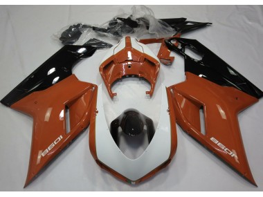 Outlet 2007-2012 Ducati 848 1098 1198 Motorcycle Fairings - Gloss Orange & White