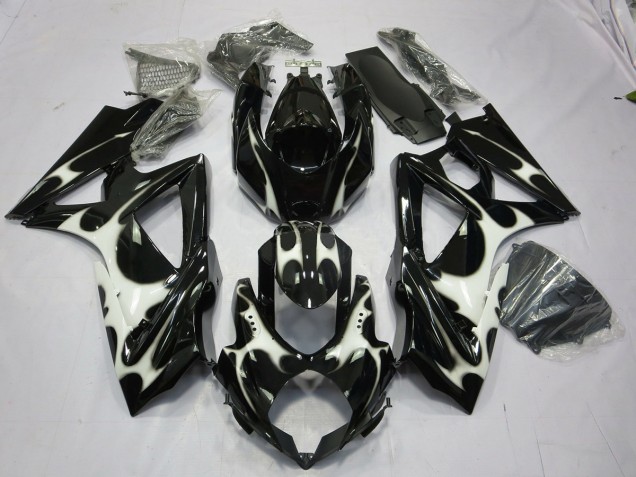 Outlet 2008-2010 Suzuki GSXR 600-750 Motorcycle Fairings - Black and White Design