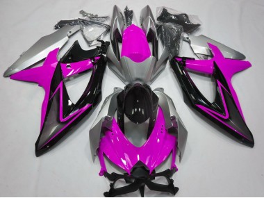 Outlet 2008-2010 Suzuki GSXR 600-750 Motorcycle Fairings - Pink and Silver