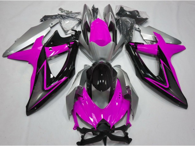 Outlet 2008-2010 Suzuki GSXR 600-750 Motorcycle Fairings - Pink and Silver