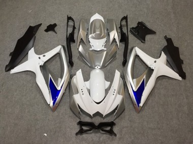 Outlet 2008-2010 Suzuki GSXR 600-750 Motorcycle Fairings - Silver White Blue